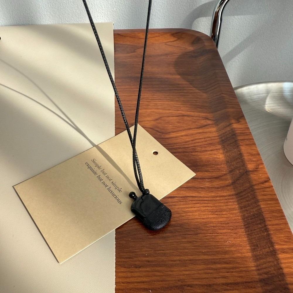 INS Minimalist Pendant Necklace Small Wine Pot Black Rope Sweater Chain Titanium Steel Long Adjustable Neck Chain