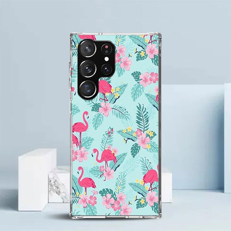 Pink Red Flamingo Phone Case For Samsung Galaxy S24 S25 Edge S26 Ultra S22 S23 Plus S21 + S20 FE Soft TPU Back Cover Galaxy S25