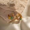 Luxury Diamond Cubic Zircon Earrings Stainless Steel Jewelry Gold Hoops Geometric Hoop Earrings