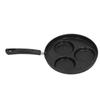 3 Cups Egg Hamburger Pan Metal Iron Heating Evenly Egg Cooker Pan with Comfortable Handle for