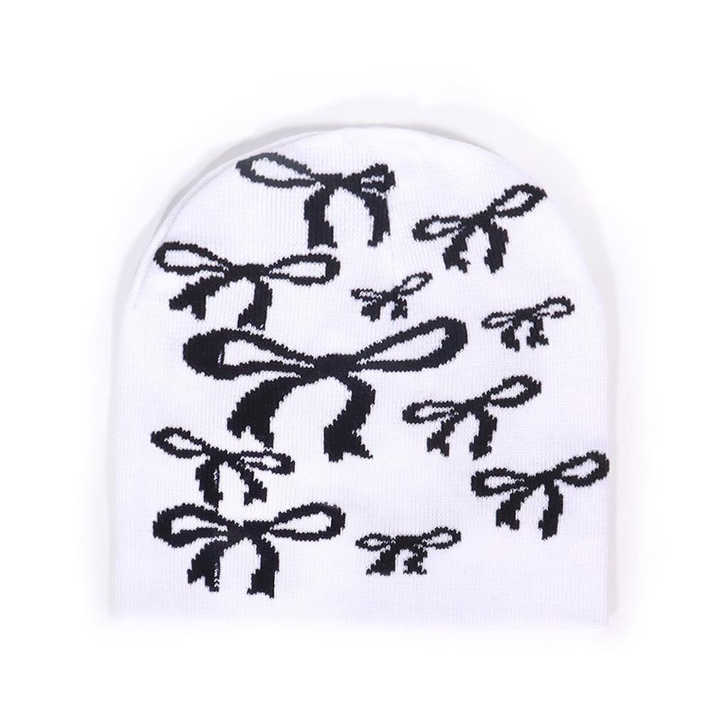 Hat Knitted Fashion With Butterfly Knot Embroidery Design For Outdoor Daily