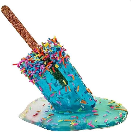 Melting Popsicle Sculpture, Creative Melting Ice Cream Resin Ornaments Funny Melting Popsicle Statue Art Home Decor-Chroma 1