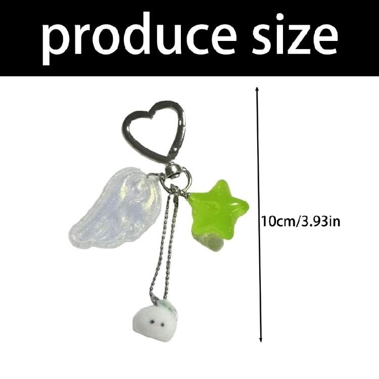 Enchanting Rabbit Keychain Angel Wing Star Details Sturdy Lightweight Alloy Design Versatile Daily Use Decorative Item