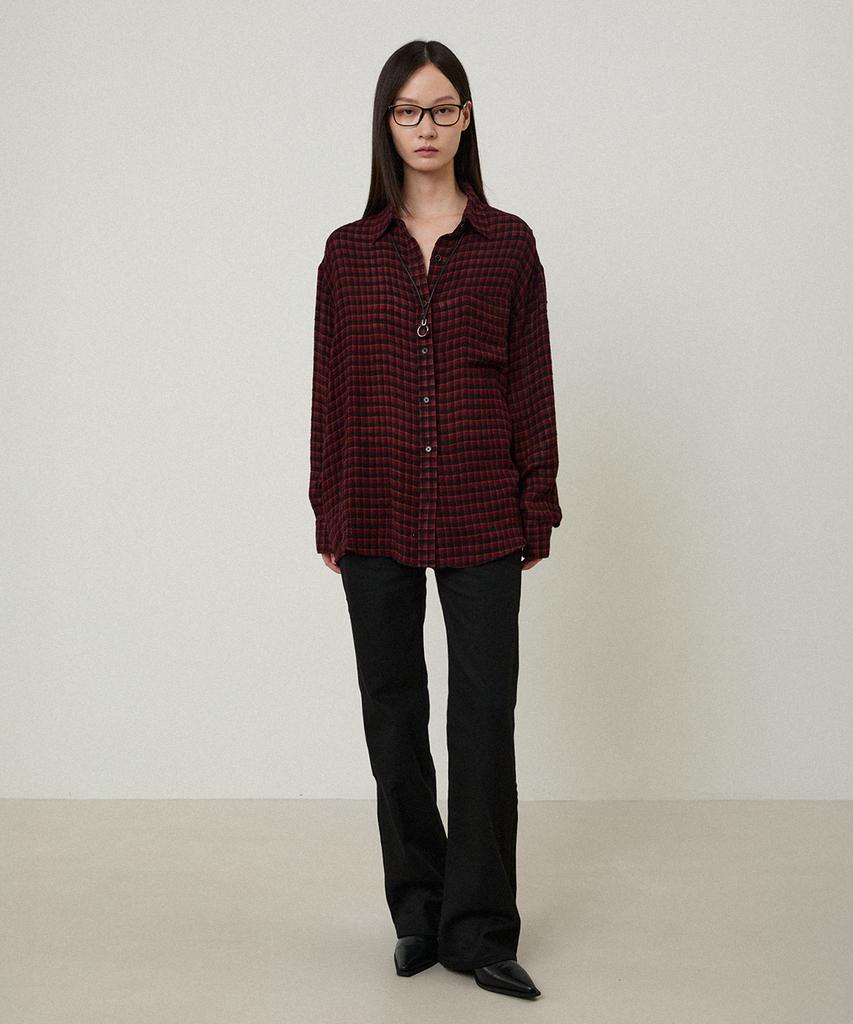 LMOOD WOMEN Esmeralda Cotton Viscose Check Shirt Red