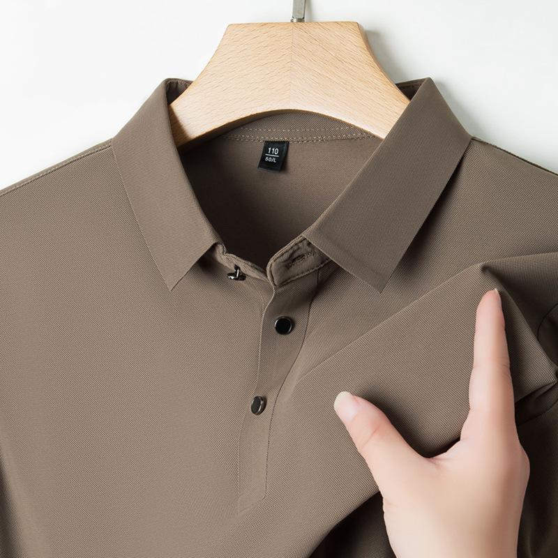 Jinmu Traceless Summer New Men's Short-sleeved Polo Shirt Lapel Casual Business Led Ice Silk T-shirt Men