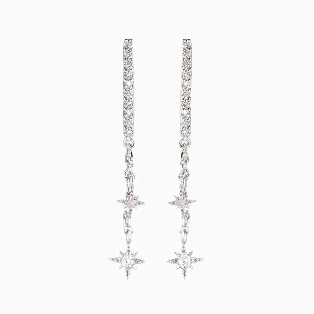 New Design Stainless Steel Cubic Zirconia Chain Stud Earrings For Women Star Moon Cartilage Earring Piercing Jewelry