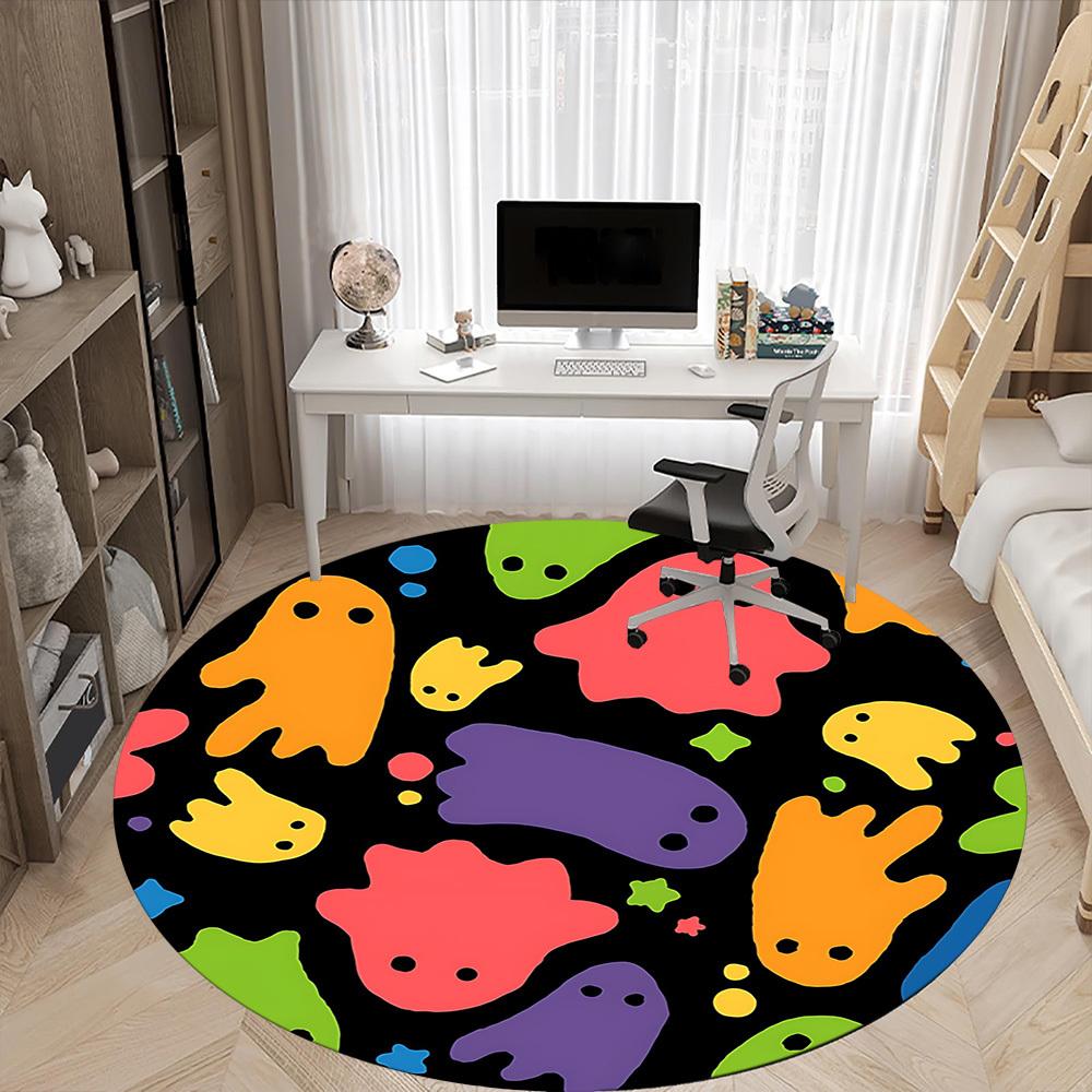 1pc Ghost Party Office Round Area Rug, Under Office Chairs Bedroom Living Room Home Decor, Room Deco
