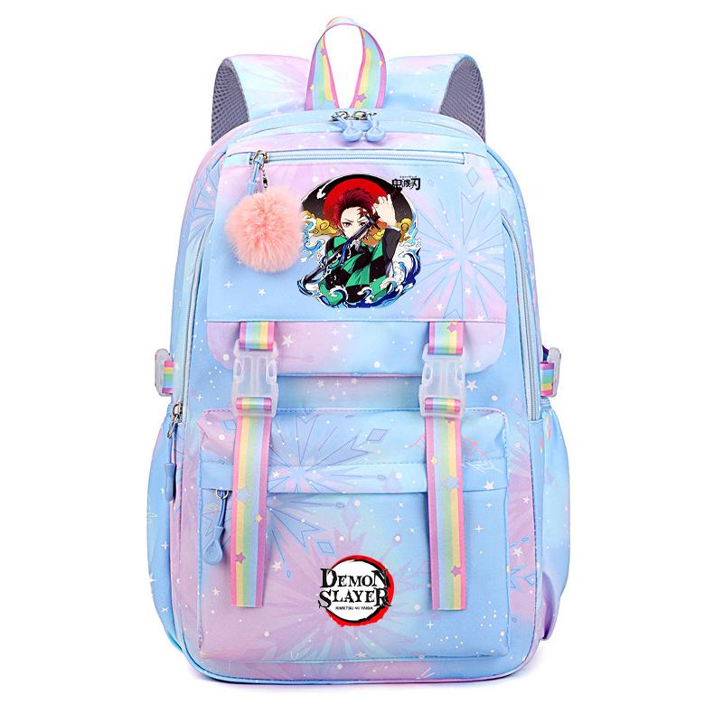 Anime Demon Slayer Backpack Computer Bagpack Sweet Soft Backpack Printed Girl Lightweight Schoolbag for Women Travel Leisure Bag Rucksack Mochila