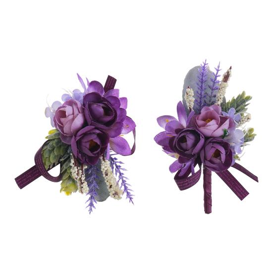 Yousheng Wedding Flower Boutonniere for Groom Groomsman Wrist Corsage for Bride Bridesmaid Lapel Floral Party Decoration