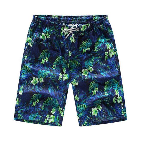 Summer Trunks Colorful Feather Print Elastic Waist Loose Beach Shorts for Swimming