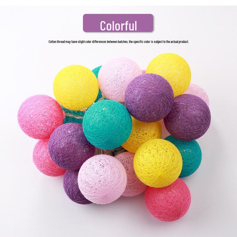 

Macaron LED Cotton Ball String Lights - Perfect for Girls’ Rooms, Festivals, Tents, and Atmosphere Decoration. Battery (2 AA) 1.5m 10 Lights Steady
