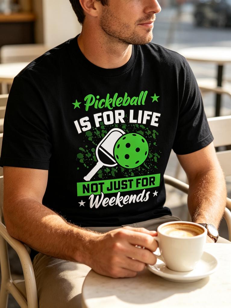Pickleball Is For Life Not Just Weekends TShirt Funny Player Gift Shirt Unisex Unisex Casual Sports Tee Streetwear Lover Fun Cotton