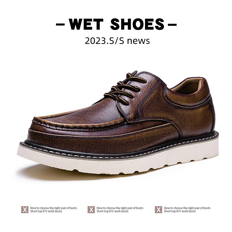Extra Large Size Men's Shoes Spring and Autumn 2025 New Retro Tooling Shoes American Outdoor Casual Leather Shoes Big Head Martin Shoes
