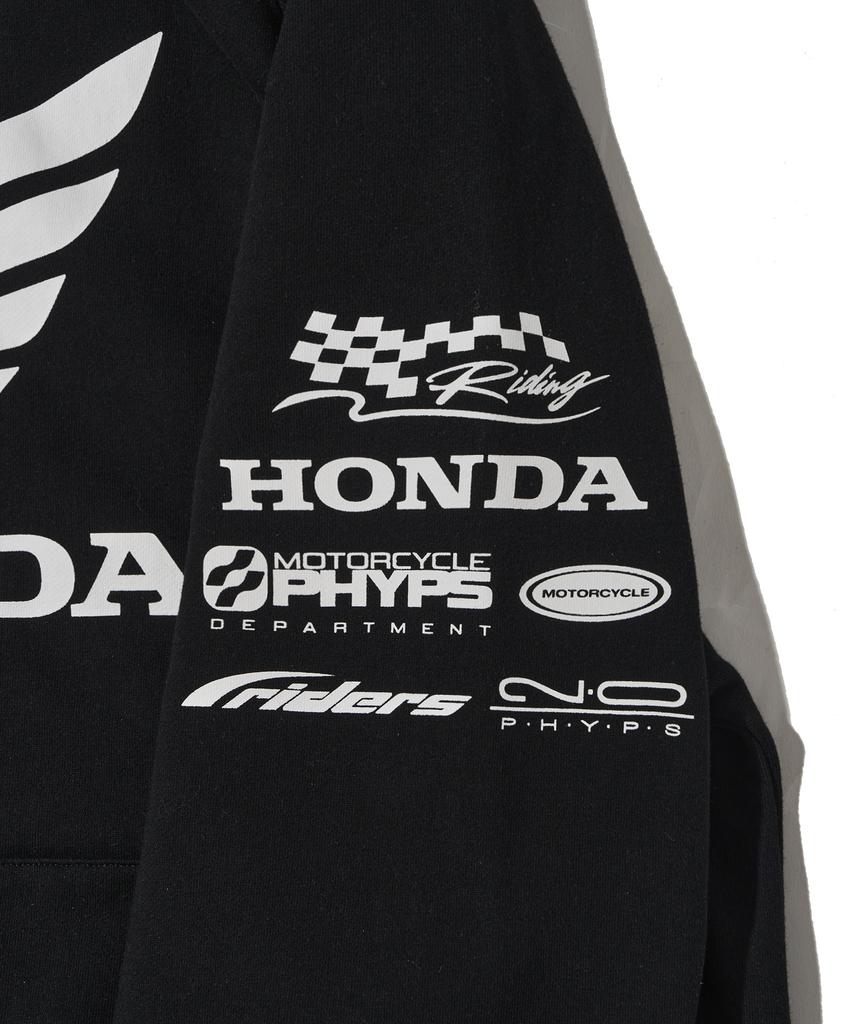 Felpa con cappuccio e zip Phyps Motorcycle Honda Racing Logo_Nera