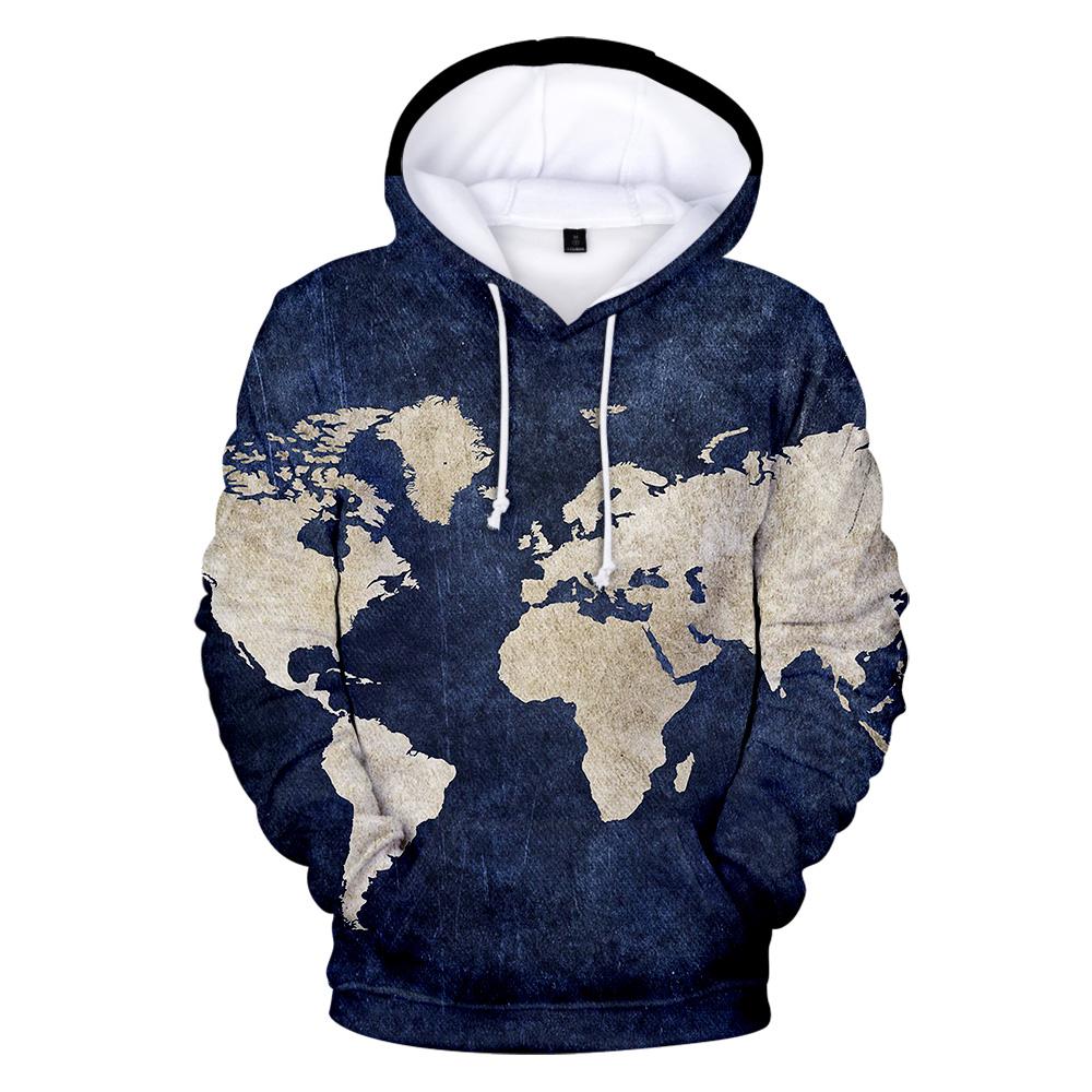 3D mapa světa Mikiny s potiskem Pánské/Dámské Mikiny Jaro Podzim Móda Běžné Hoody Pánské Sportovní oblečení Streetwear Nadměrné topy
