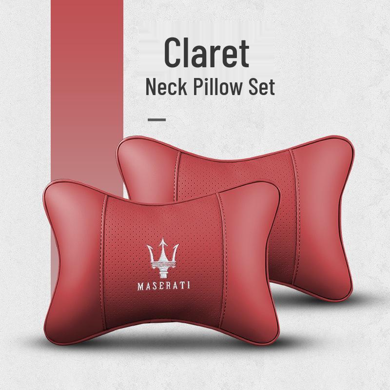 Maserati Car Headrest Neck Pillow & Lumbar Cushion for Ghibli, Quattroporte, Levante