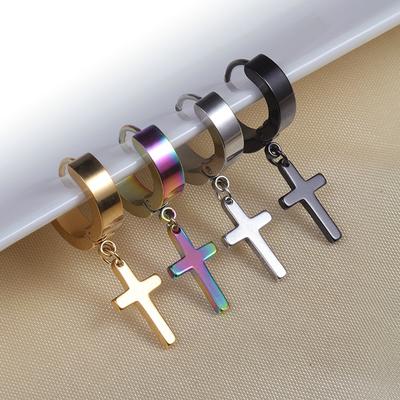 High-quality Anti-allergy Cruciform Titanium Steel Punk Earrings Stainless Steel Earrings AVE