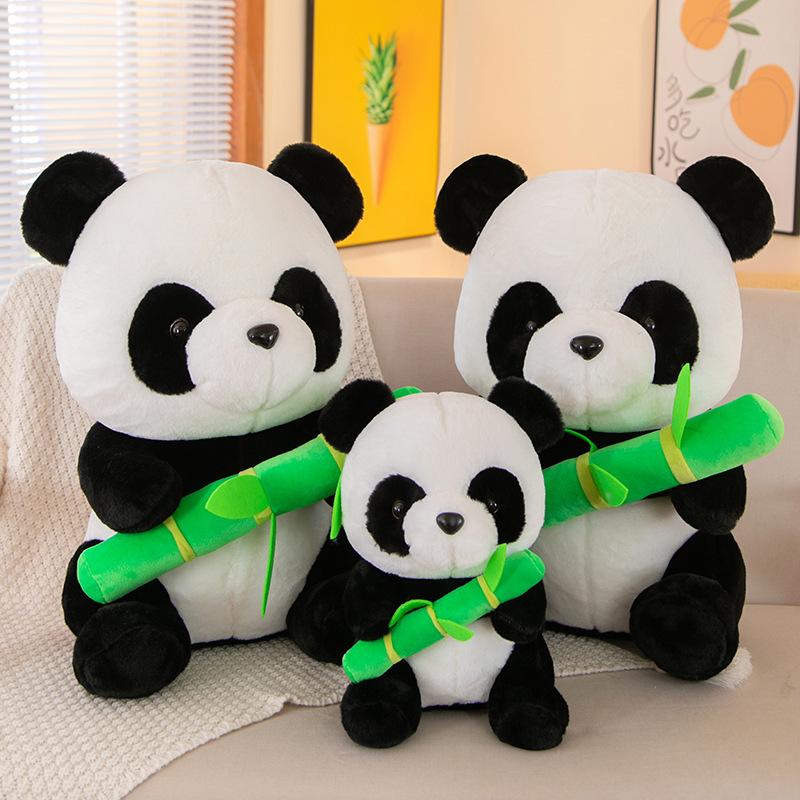 Cute bamboo panda doll plush toy bamboo giant panda rag doll activity gift