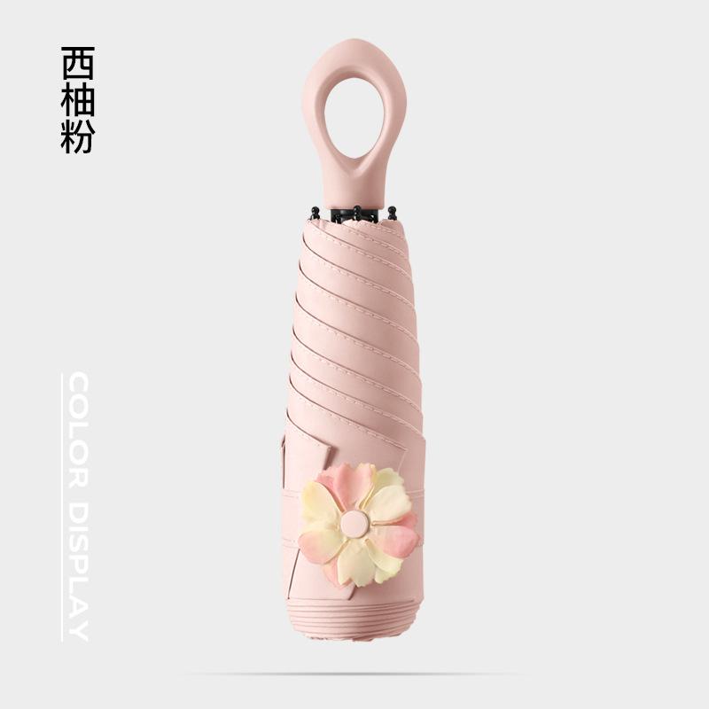 New 50% Off Six Bones Hand Open Vinyl Fabric Sunscreen Umbrella Love Handle Fashion Umbrella Climbing Flower Umbrella