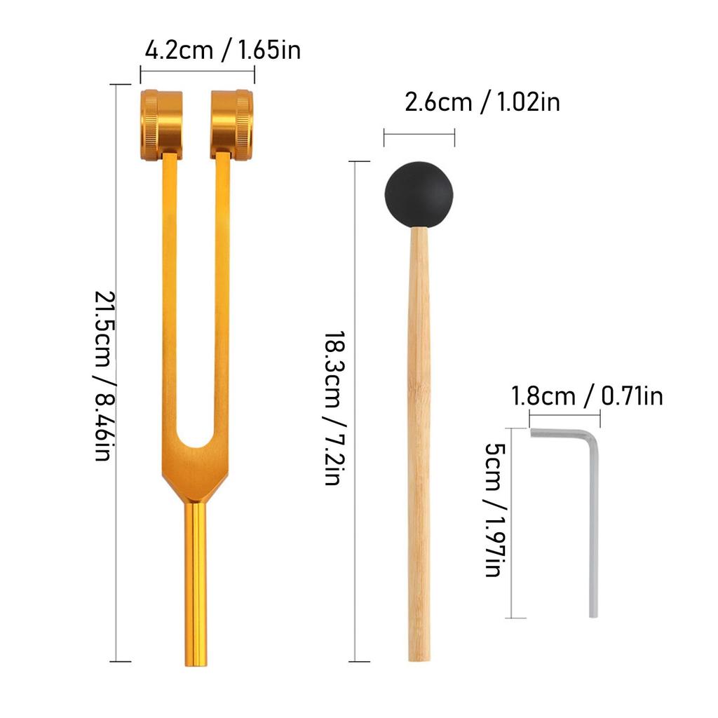 Diapazon, Acordor 128Hz cu Ciocănel, Acordor Bas, Acordor Cristal pentru Yoga, Chakre, Terapie prin Sunet, Reflexoterapie și Mai Mult