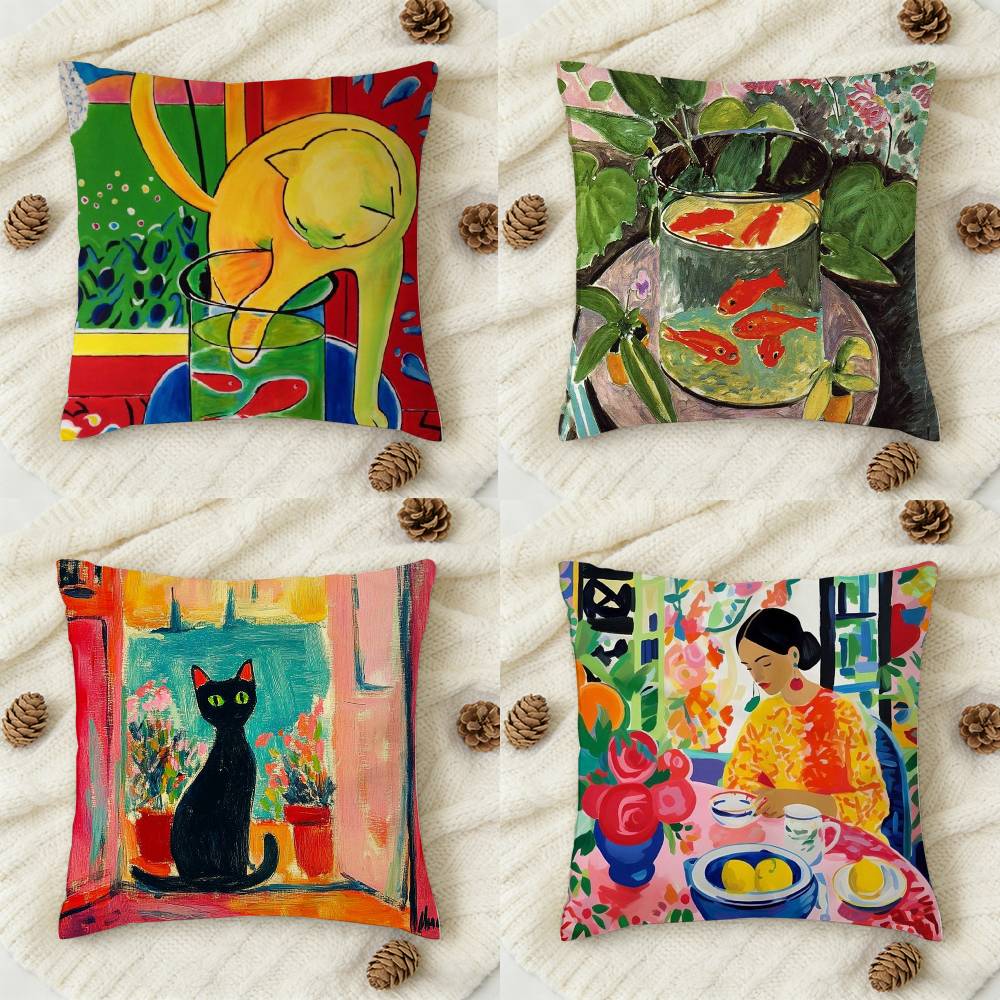 HHenri Matisse Paintings Art Doublesided Printed Square Decorative Cushion Cover for Sofa Living Room Home Decor