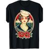 Tattooed Pin-Up Sailor Pretty Girl Traditional Tattoo Flash T-Shirt Mens Crew Neck T-shirt Perfect for Home|Outdoor|Work|Gifting