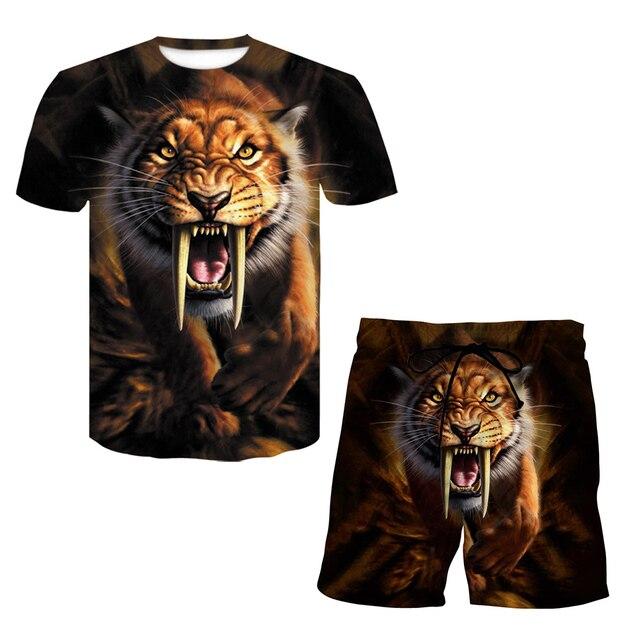 Tuta Estiva Uomo 2 Pezzi Con Stampa 3D Drago, Maglietta Manica Corta + Pantaloncini, Tessuto Morbido Traspirante, Asciugatura Rapida, Casual