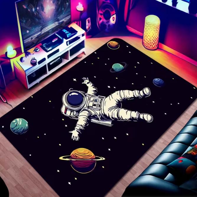 Space Themed Area Mat with Vivid Milky Way Planetary Design Soft Floor Mat Suitable for Living Room Bedroom Office Decoration