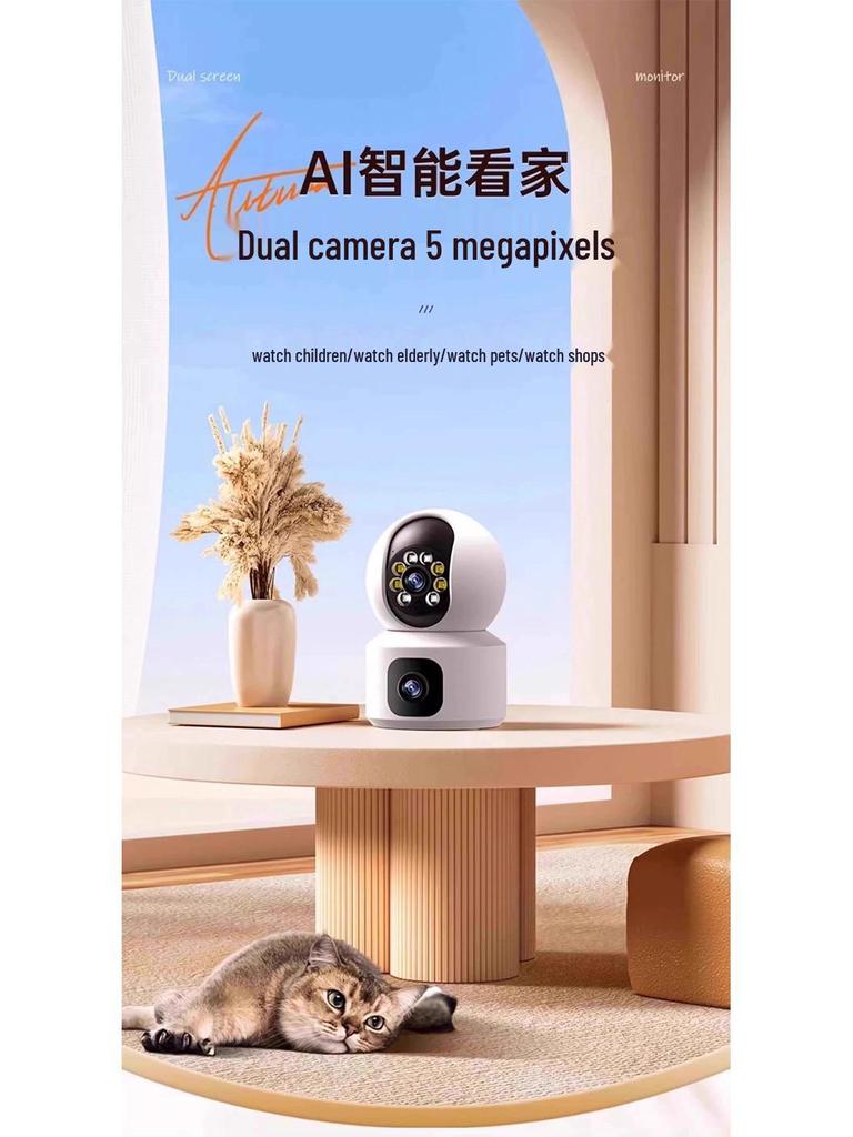 Dual-Lens 360° HD Night Vision Home Surveillance Camera with Mobile Phone Remote Access