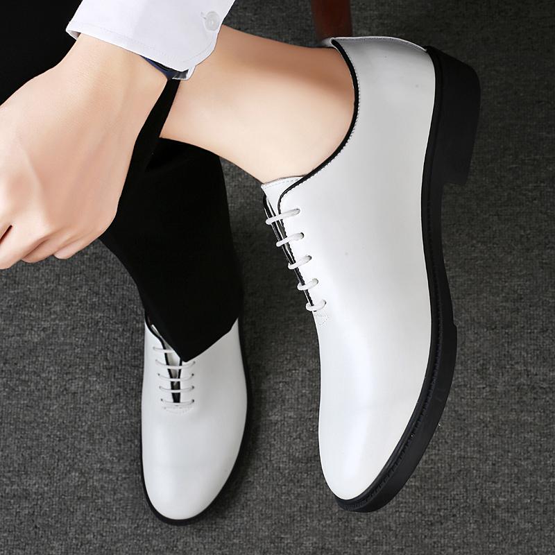Luxury New Minimalist White Men's Banquet Dress Shoes Groom's Wedding Shoes Office Men's Business Leather Casual Shoes Big Size