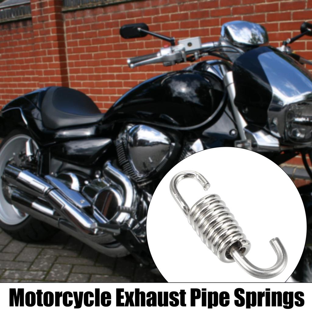 uxcell Universal Stainless Steel Muffler Exhaust Pipe Spring for Motorcycles 43mm Silver Tone 4pcs