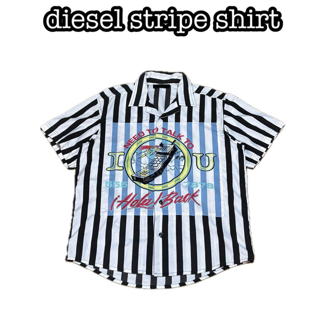 

[USED] Diesel striped shirt, tech, mobile print, rare, high quality, firm, mode