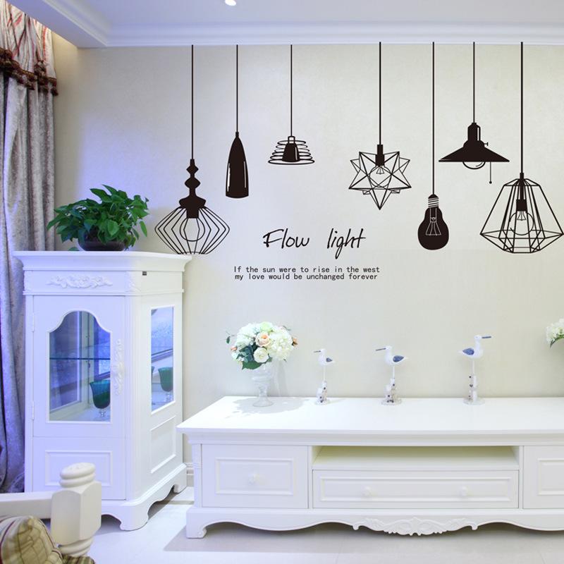 Black Chandelier Wall Sticker Self Adhesive Waterproof Decal for Living Room Bedroom TV Sofa Background Wall Decor