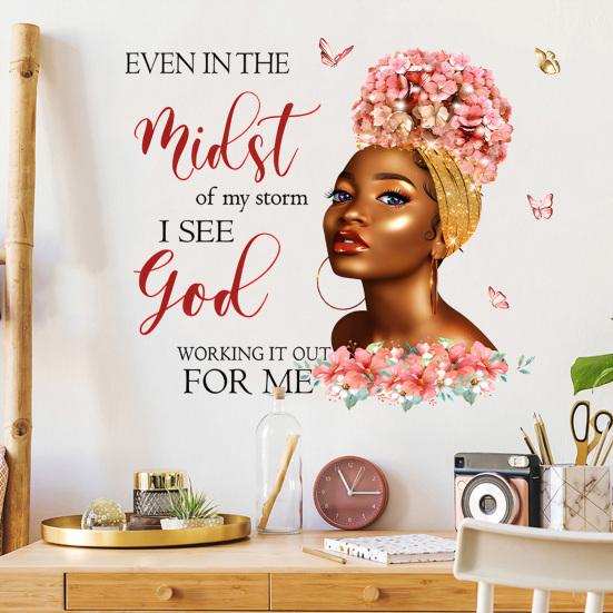 Schwarzes Mädchen Wandaufkleber Inspirierendes Zitat Wandtattoos Abnehmbar Peel and Stick Wandkunst für Schlafzimmer Wohnzimmer TV-Hintergrund Dekor