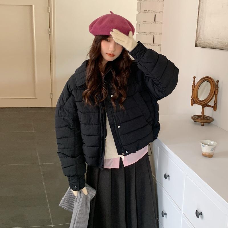 

Cotton clothes women s new lapel autumn and winter loose coat L чёрный