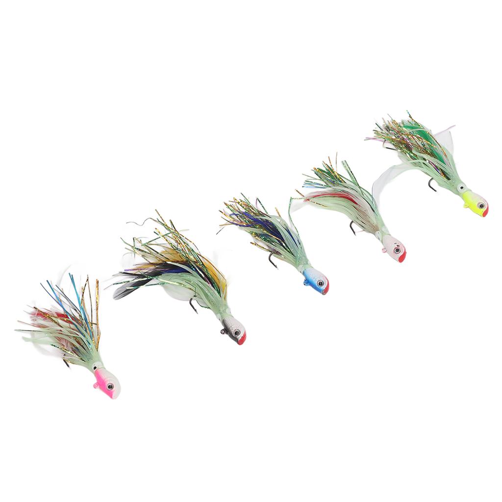 5PCS Octopus Fishing Lures 28g Soft Silicone Glow Squid Jigs Skirt Tail Swimbait with High Carbon Steel Hook for Freshwater Saltwater Ocean Fishing