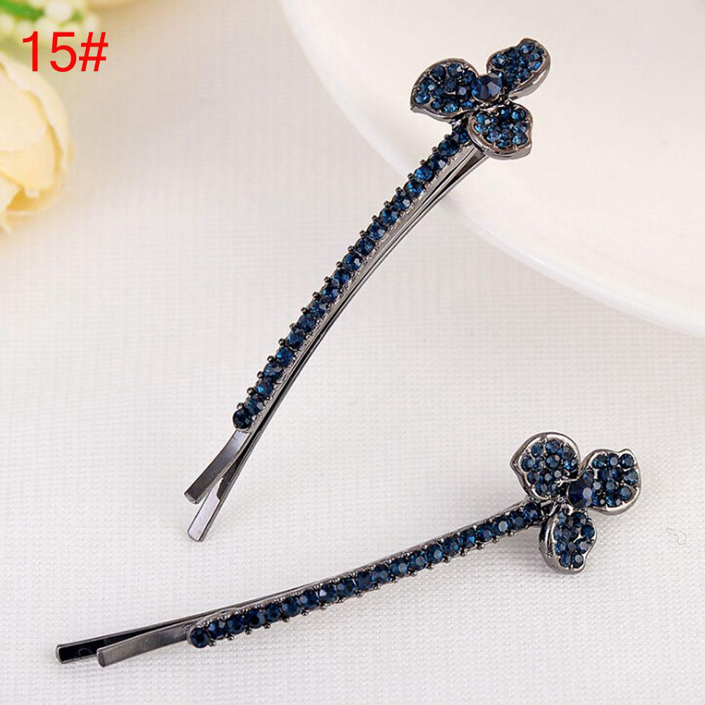 Flowers Shaped Women Girls Barrette Hairpin Bling Headwear Edge Clamp Crystal Rhinestone Hair Clip