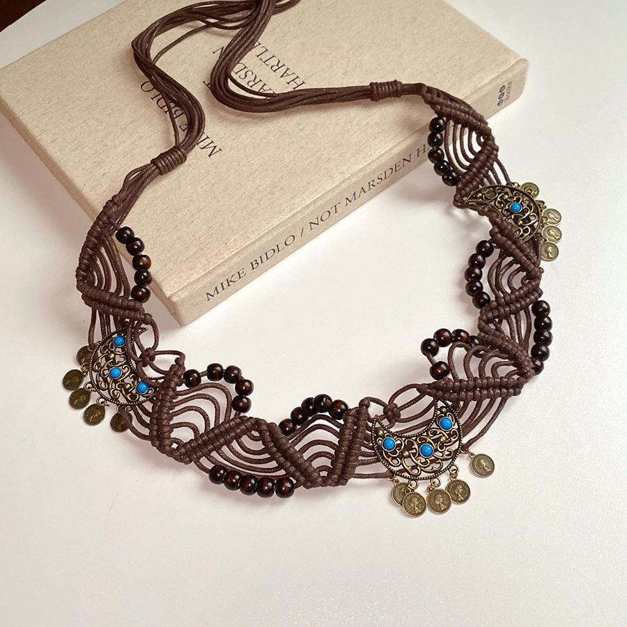 Korean Silk Scarf with Wooden Beads: Trendy, Versatile Waist Chain & Belt for Women