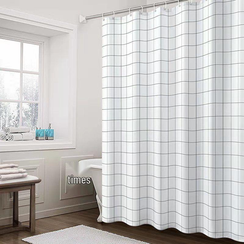 Waterproof PEVA Bathroom Shower Curtain Set with No-Drill Rod