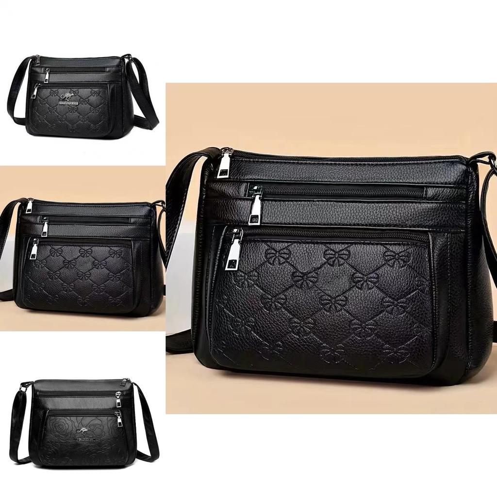 Pu Leather Middle Aged Womens Shoulder Bag With Zipper Pocket For Daily Use