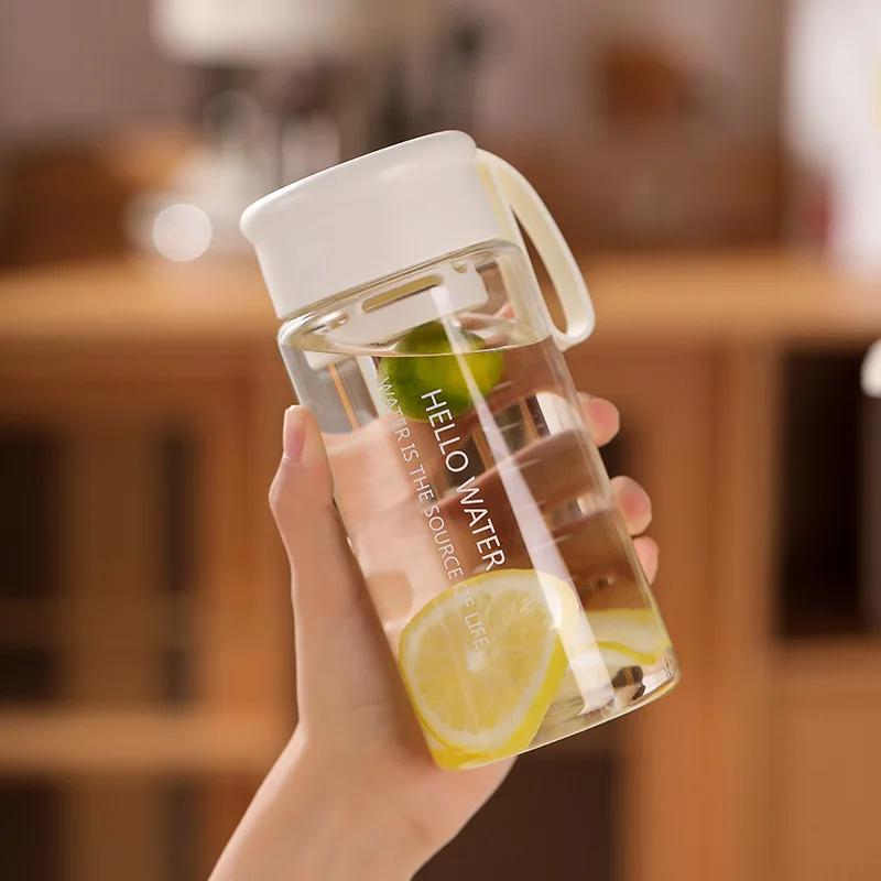 600/800ML BPA-fri Mode Rund Plast Vattenflaska Bärbar Tesil Stor Kapacitet Sport Transparenta Vattenmuggar