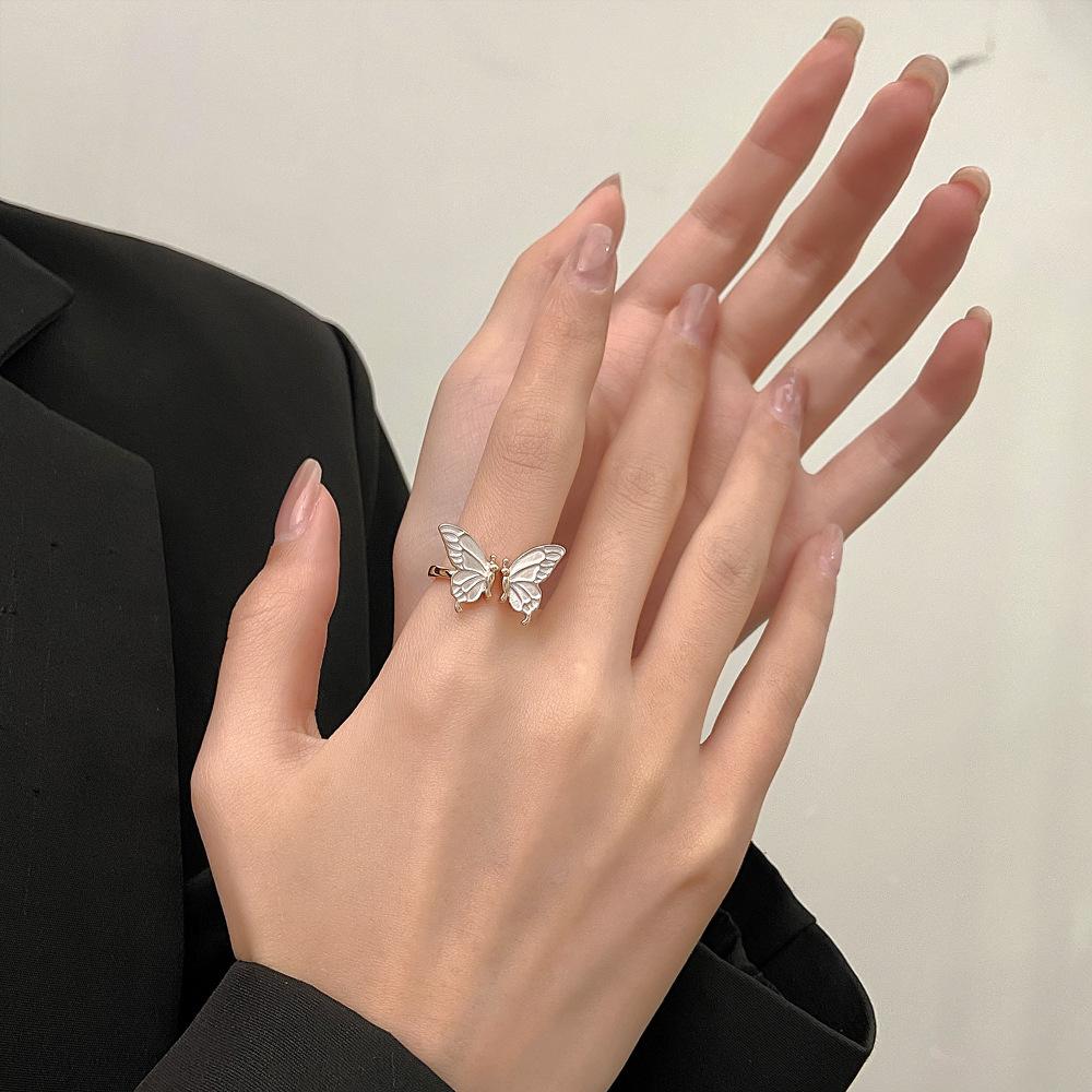 Butterfly Open Ring Female, New Personalized Light Luxury Exquisite Index Finger Ring Gift