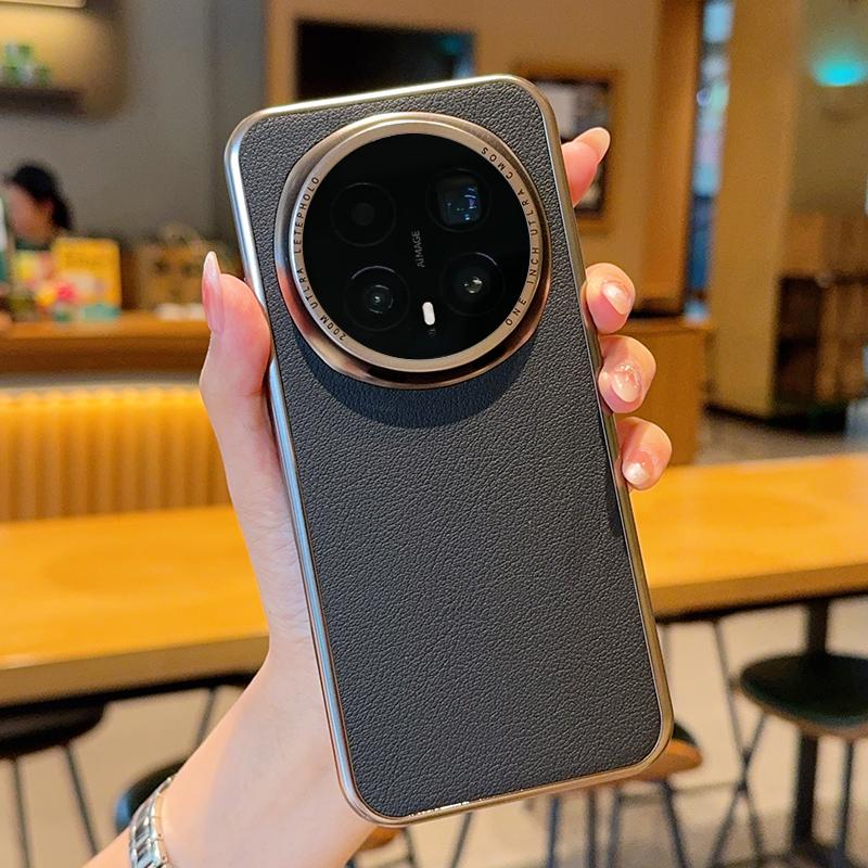 

For Honor Magic 8 Pro Case Fashion Lichee Pattern PU Leather +Electroplate Frame Cover For HONOR Magic8 Honor Magic8 Pro
