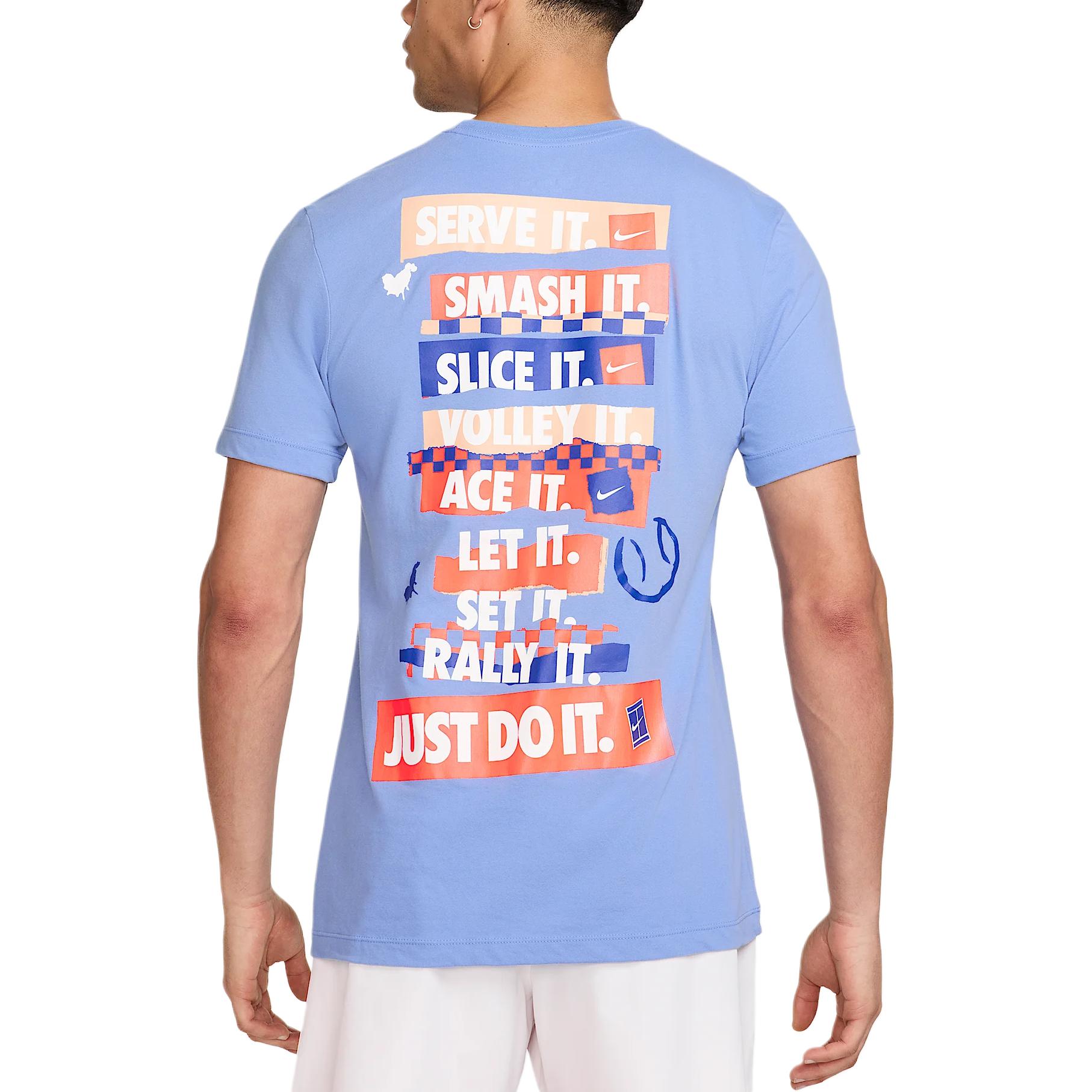 

Nike Теннисная футболка Dri-Fit FW24 с логотипом и надписью, с коротким рукавом, мужская, топы, синяя FZ8111-494 M