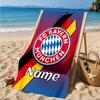 Personalisierbares Strandtuch FC Bayern München Wappen Kunst Mikrofaser Strandtuch, Leicht für Sommerreisen, Schwimmbad Fan Geburtstagsgeschenk
