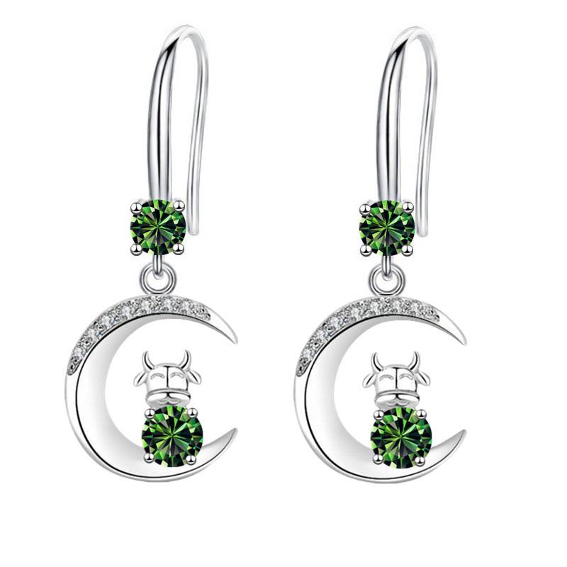 Chinese Zodiac Cow Earrings Moon Cow Drop Earrings Long Superior Temperament Ear Hooks