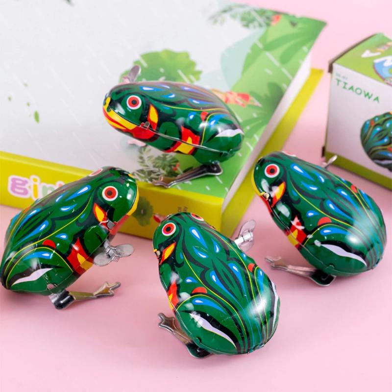 Classic Tin Clockwork Clockwork Toy Jumping Frog Children'S Vintage Toy Boy Boy Education Baby Baby Classic Toy Wind Up Toys