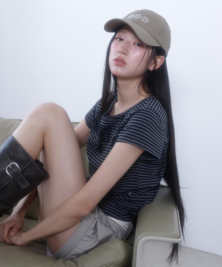 LMR Simple Motif Embroidered Light Ball Cap Khaki