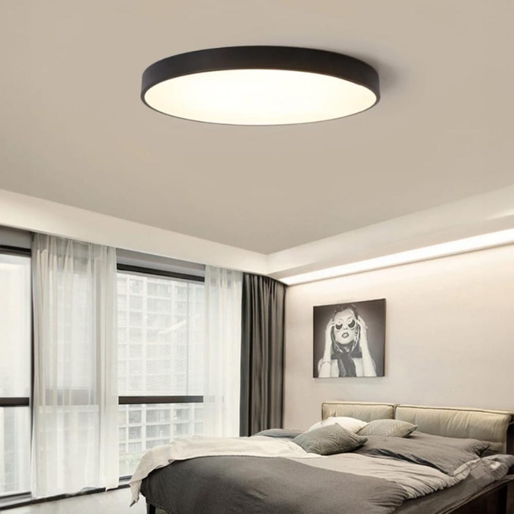 Rund LED-taklampa 40 cm neutralvit 24W modern Rund LED-taklampa svart 40 cm - varmvit