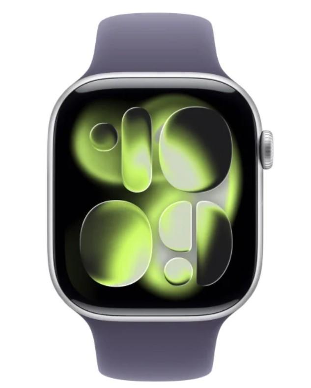 Watch Series 11 GPS+Cellular 46mm Silver Aluminium Case with Purple Fog Sport Band - M/L